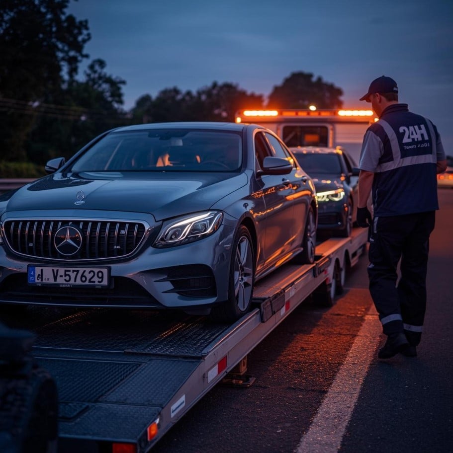 Lerobbant luxusautó mentése Tura központ