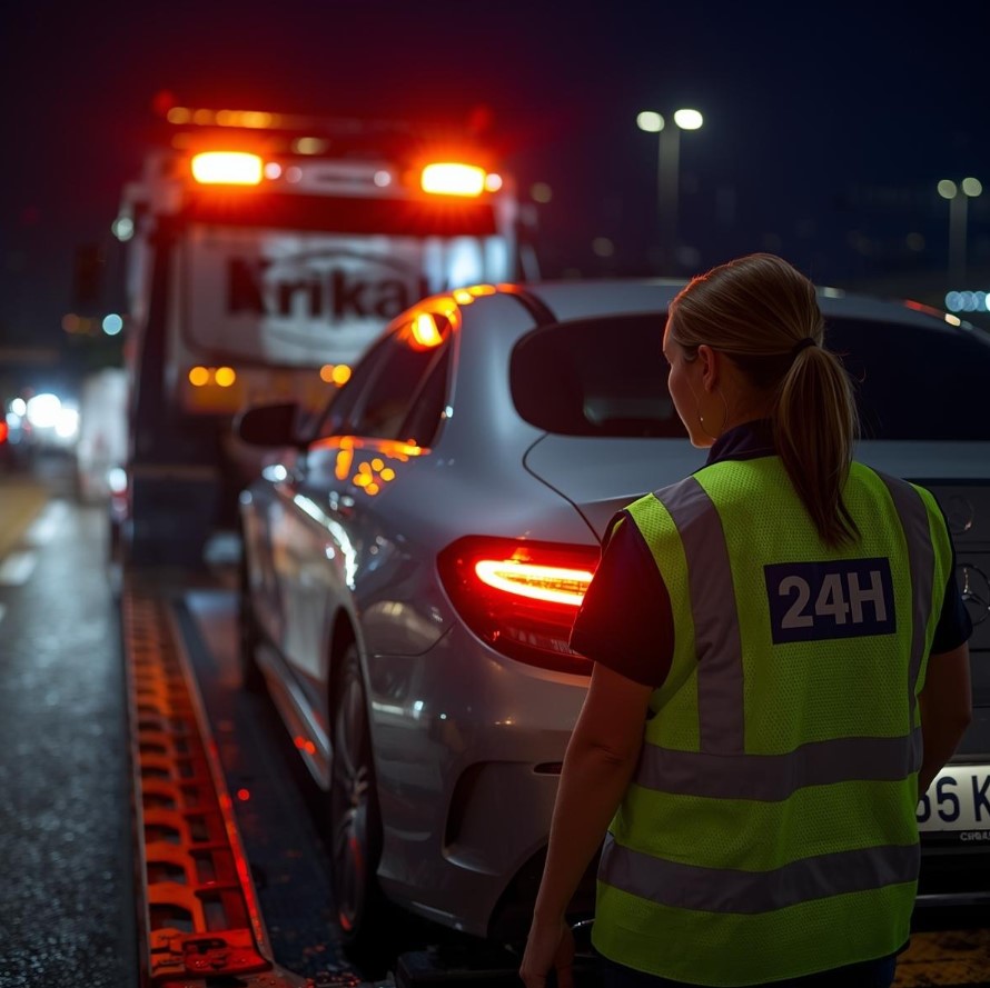 Autómentő Hatvan Non-stop éjszakai segélynyújtás közben