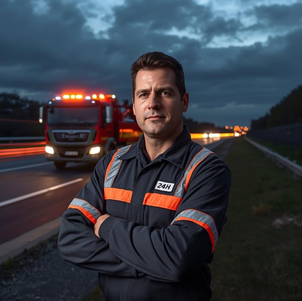 Autómentő várakozik az M1-es tatabányai lehajtójánál
