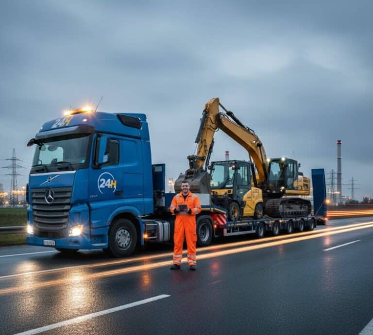 Munkagép szállítás Tatabánya Ipari Park területén