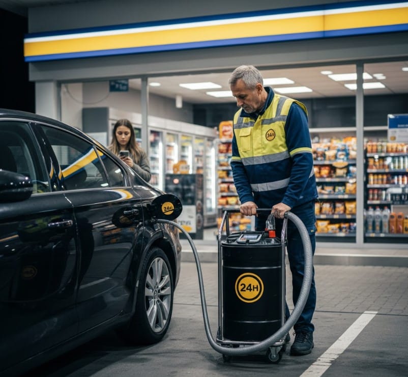 Félretankolás mentés Tura benzinkút környéke