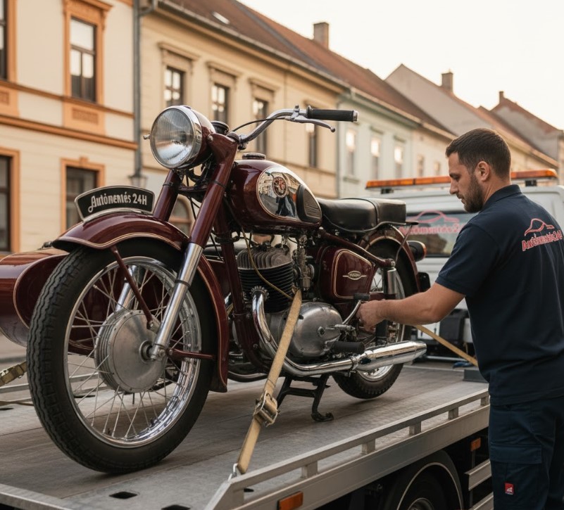 Veterán motorkerékpár mentése Tatabánya vonzáskörzetében
