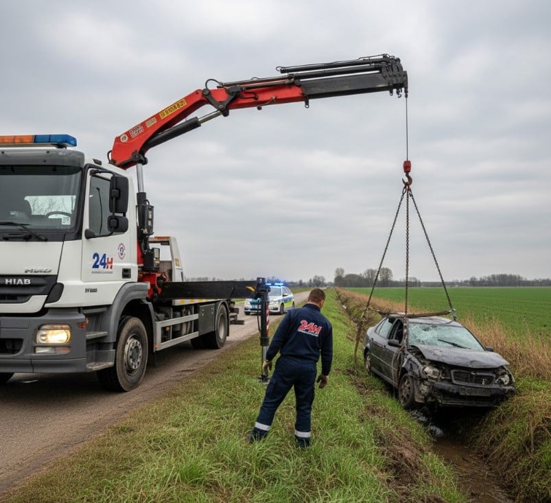 Speciális csörlő és daru használata autómentésnél