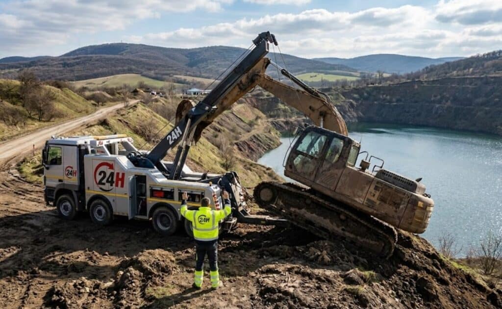 Autómentő Ecséd bányató partján