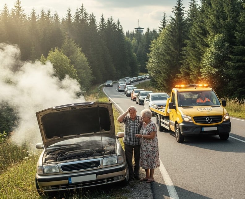 Felforrt hűtővíz mentése Mátrafüred 24-es út
